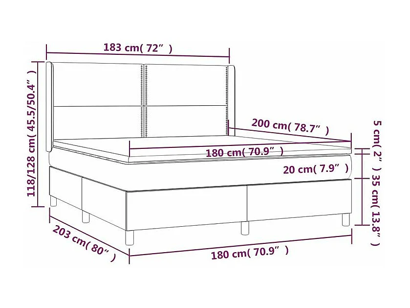 Sommier à lattes de lit avec matelas Gris clair 180x200 Tissu