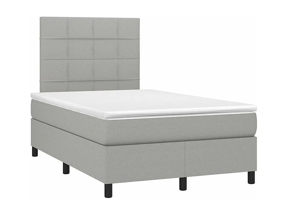 Sommier à lattes de lit et matelas et LED Gris clair 120x200