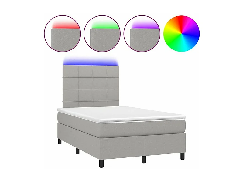 Sommier à lattes de lit et matelas et LED Gris clair 120x200
