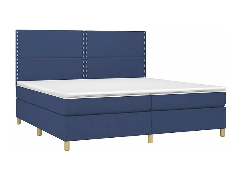 Sommier à lattes de lit et matelas et LED Bleu 200x200 Tissu
