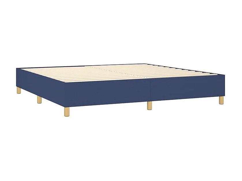 Sommier à lattes de lit et matelas et LED Bleu 200x200 Tissu