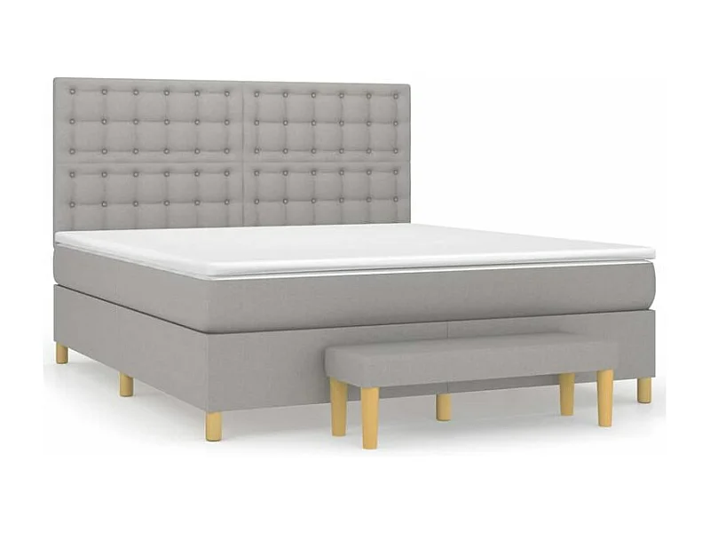 Sommier à lattes de lit avec matelas Gris clair 160x200 Tissu