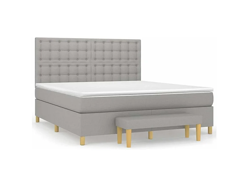 Sommier à lattes de lit avec matelas Gris clair 160x200 Tissu