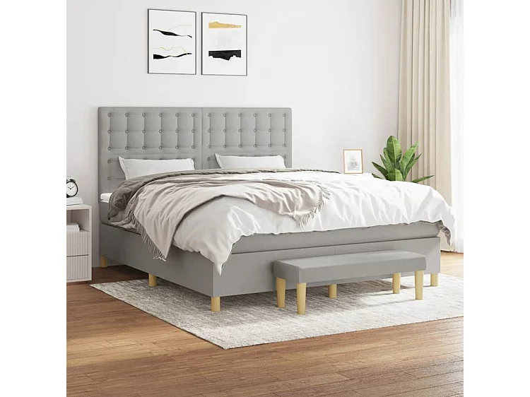 Sommier à lattes de lit avec matelas Gris clair 160x200 Tissu