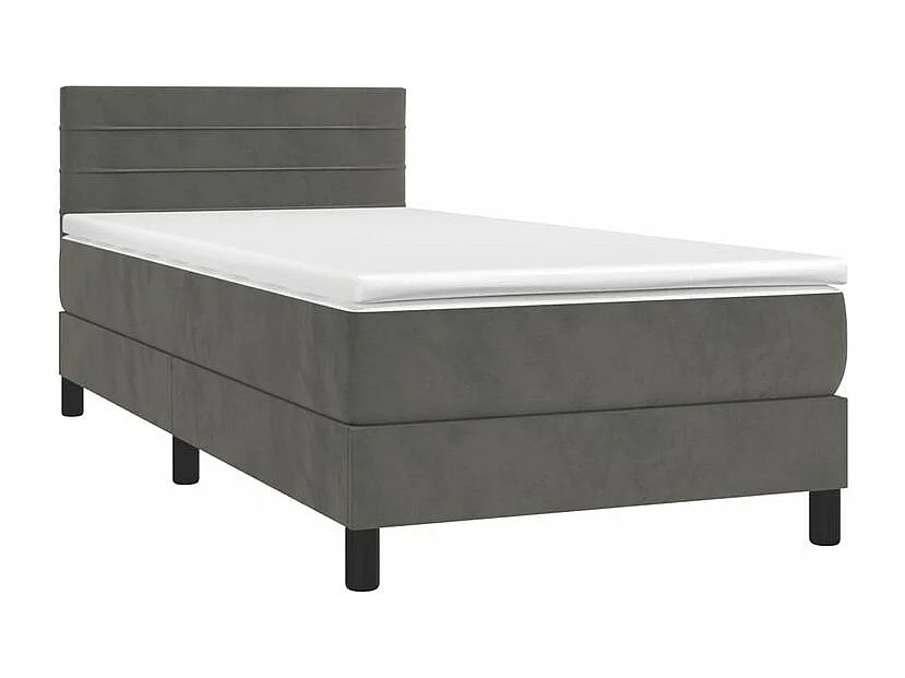 Sommier à lattes de lit avec matelas LED Gris foncé 100x200