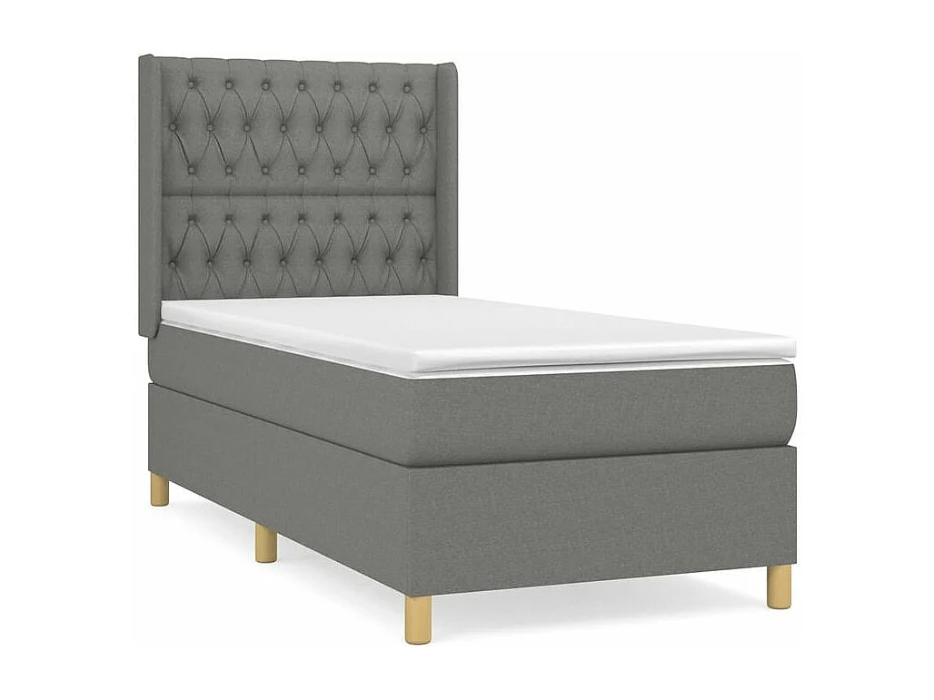 Sommier à lattes de lit avec matelas Gris foncé 100x200 Tissu