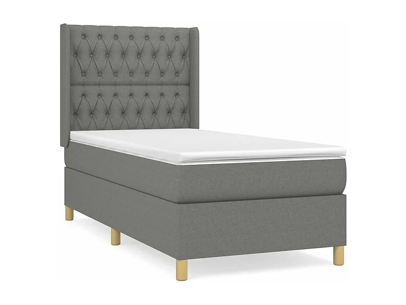 Sommier à lattes de lit avec matelas Gris foncé 100x200 Tissu