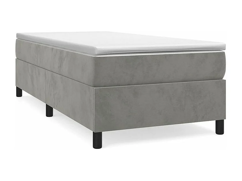 Sommier à lattes de lit et matelas Gris clair 90x190 Velours