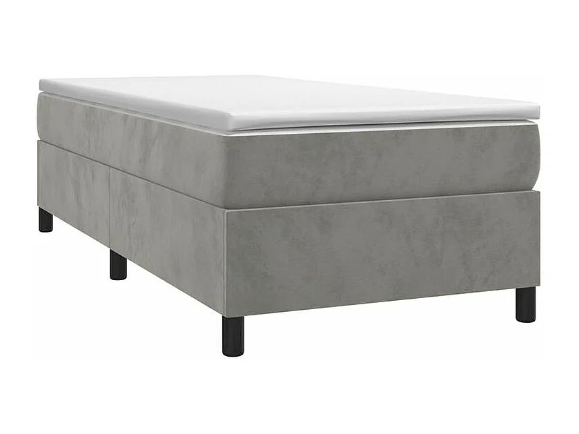 Sommier à lattes de lit et matelas Gris clair 90x190 Velours