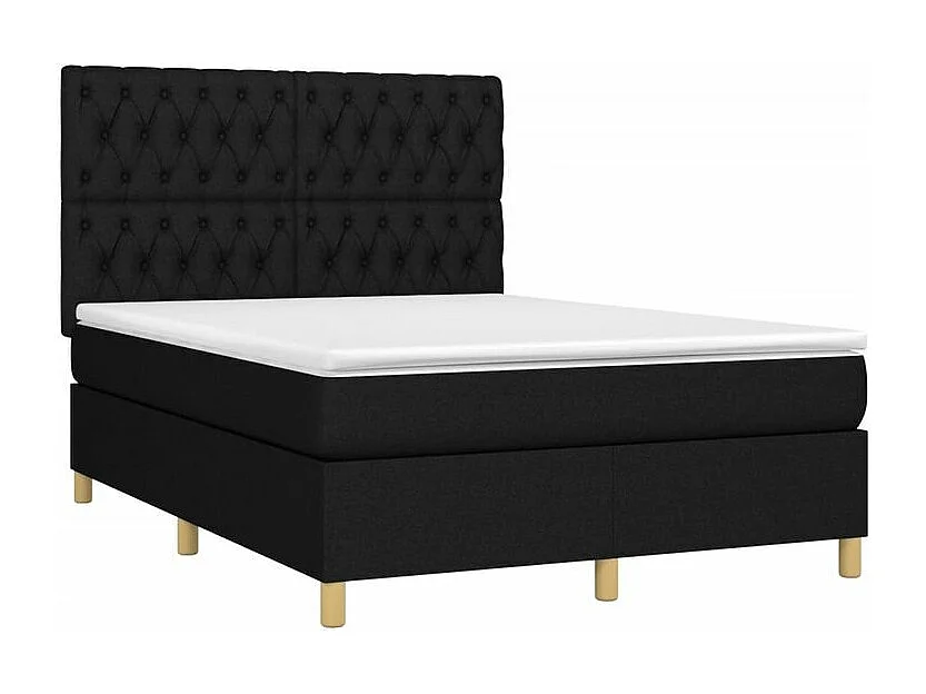 Sommier à lattes de lit avec matelas Noir 140x200 Tissu
