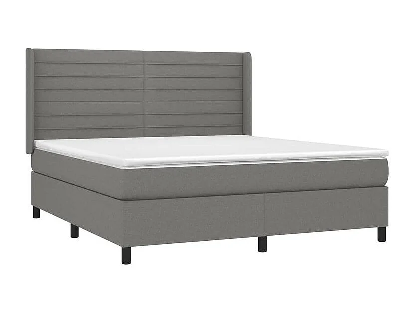 Sommier à lattes de lit avec matelas Gris foncé 160x200 Tissu