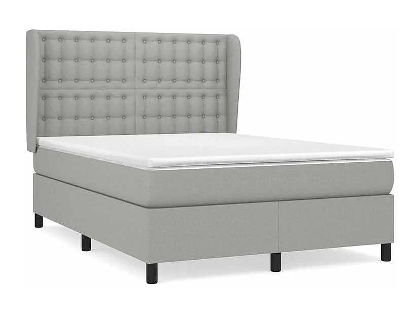 Sommier à lattes de lit avec matelas Gris clair 140x190 Tissu