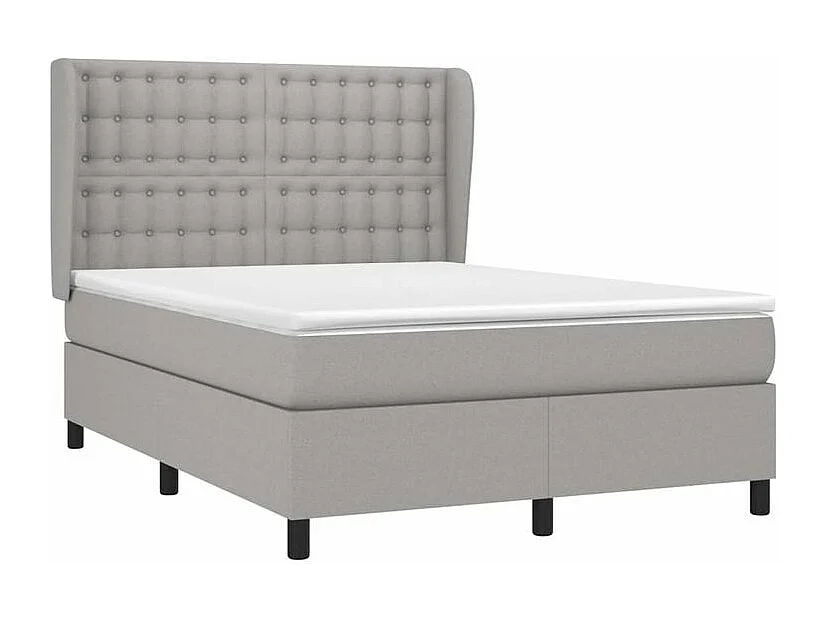 Sommier à lattes de lit avec matelas Gris clair 140x190 Tissu