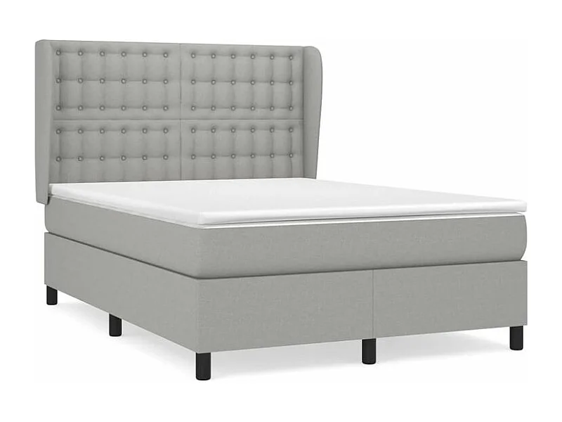 Sommier à lattes de lit avec matelas Gris clair 140x190 Tissu