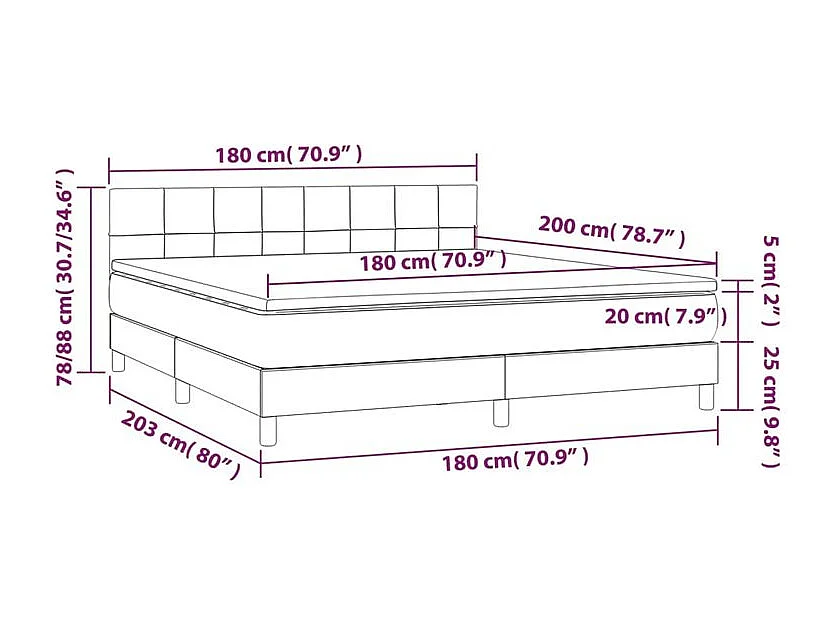 vidaXL Cama box spring con colchón tela negro 180x200 cm
