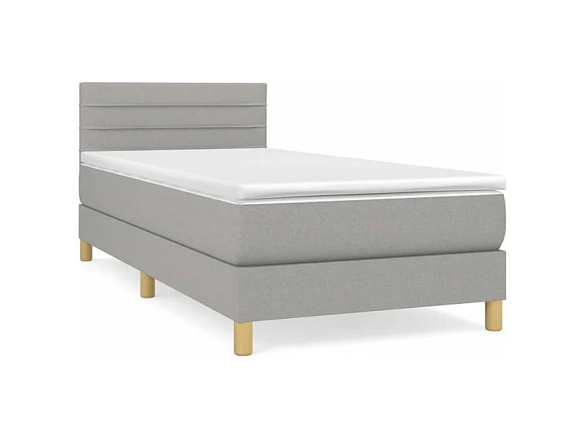 Sommier à lattes de lit avec matelas Gris clair 100x200 Tissu