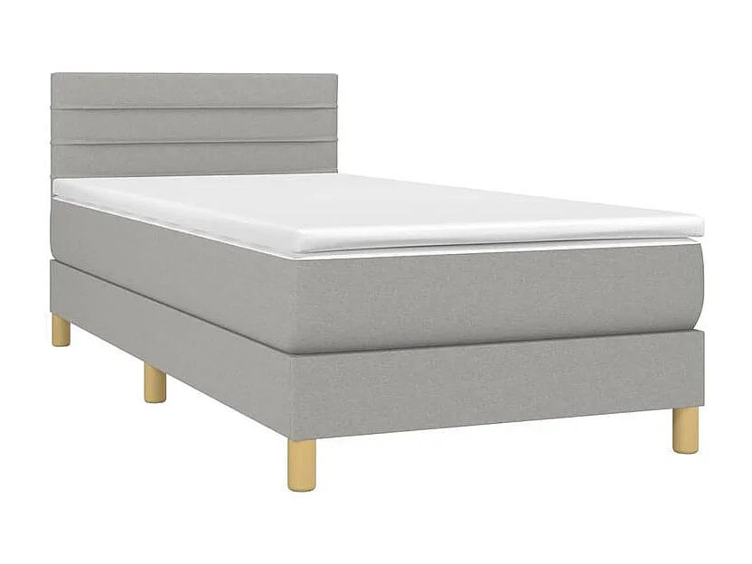 Sommier à lattes de lit avec matelas Gris clair 100x200 Tissu