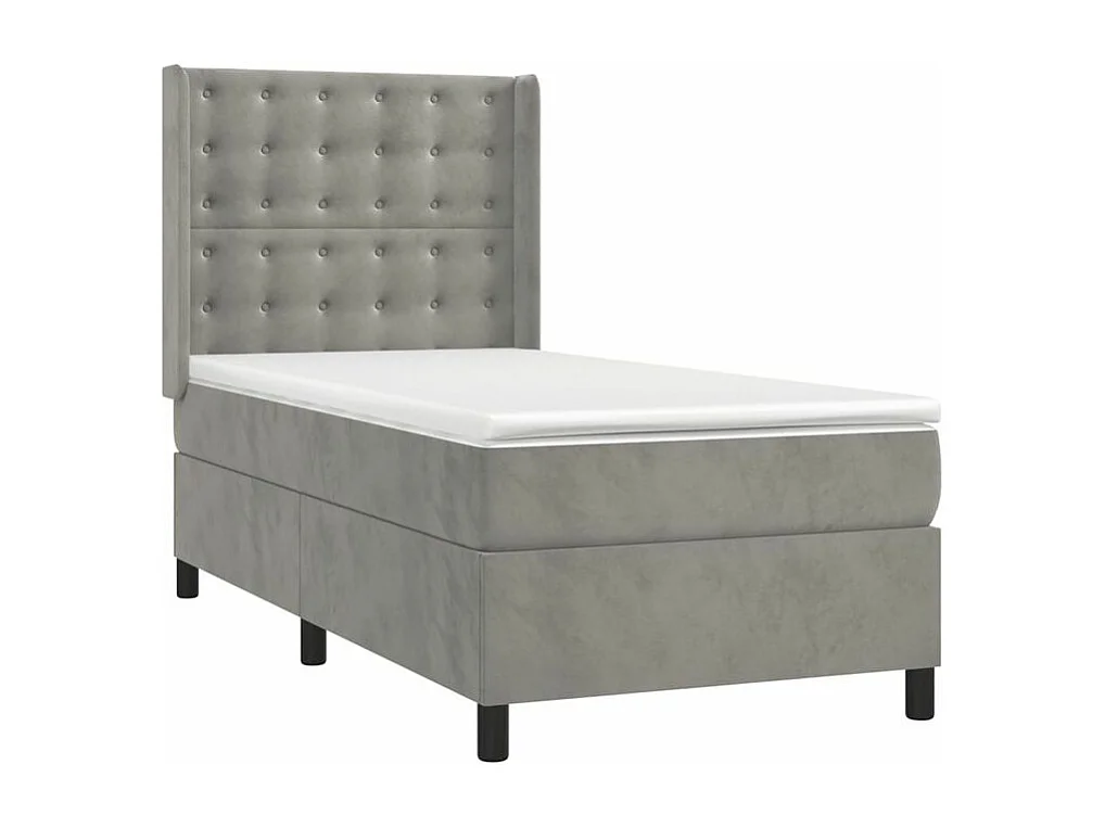 Sommier à lattes de lit matelas et LED Gris clair 100x200