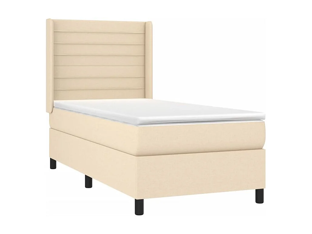 Sommier à lattes de lit matelas et LED Crème 100x200 Tissu