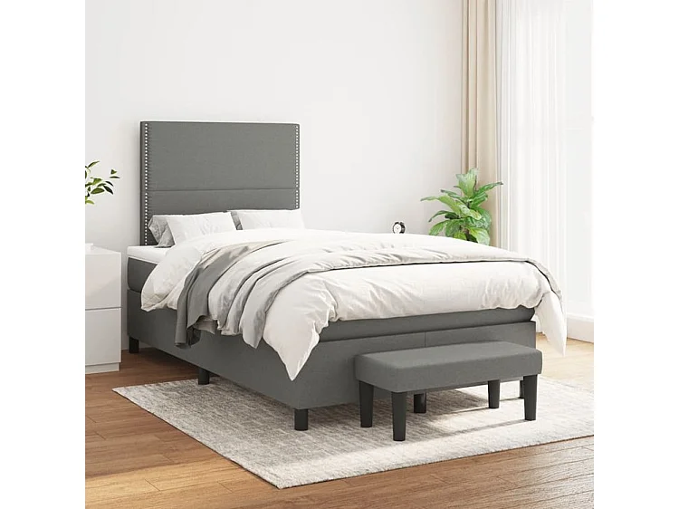 Sommier à lattes de lit avec matelas Gris foncé 120x200 Tissu