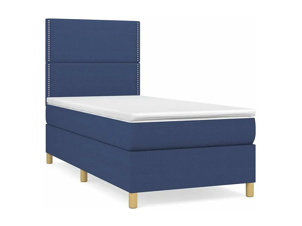 Sommier à lattes de lit avec matelas Bleu 90x190 Tissu