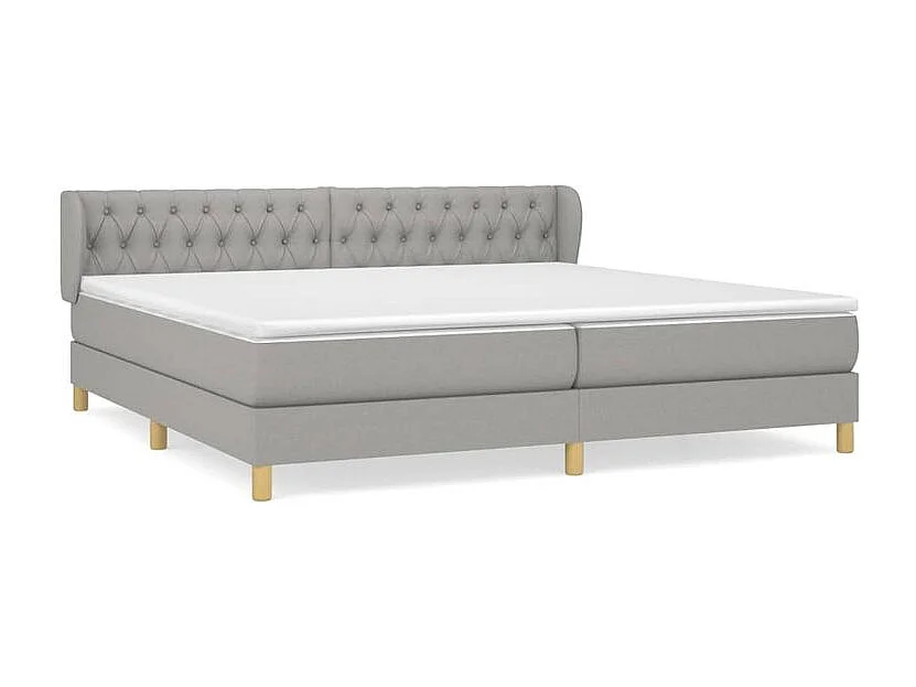Sommier à lattes de lit avec matelas Gris clair 200x200 Tissu