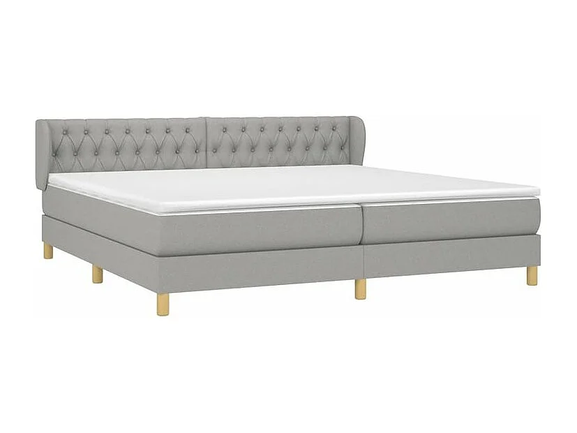 Sommier à lattes de lit avec matelas Gris clair 200x200 Tissu