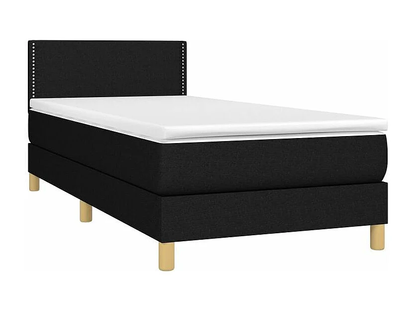 Sommier à lattes de lit avec matelas et LED Noir 90x200 Tissu