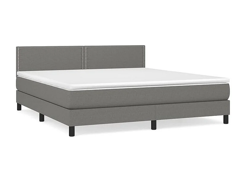 Sommier à lattes de lit avec matelas Gris foncé 160x200 Tissu