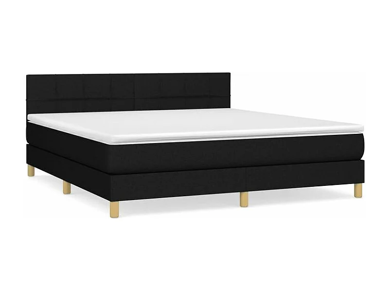 Sommier à lattes de lit avec matelas Noir 160x200 Tissu
