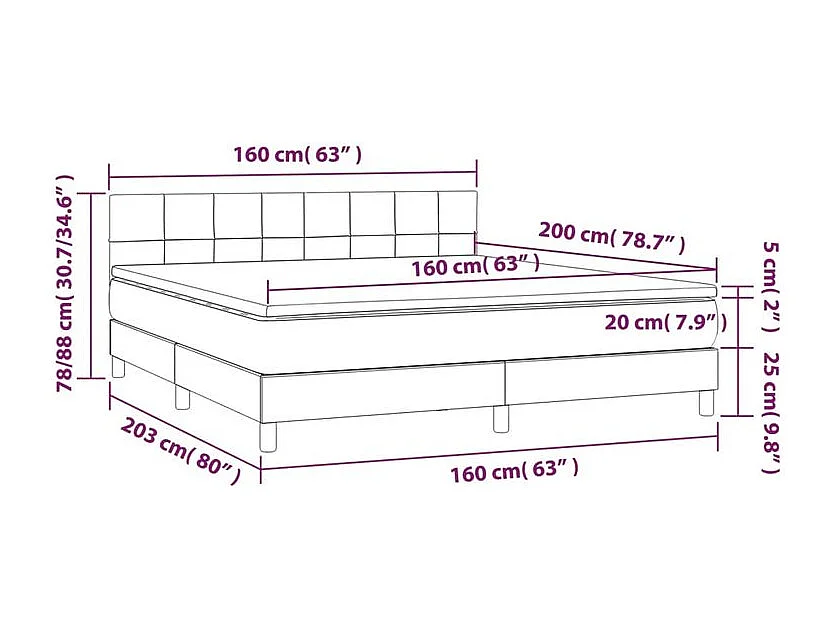 Sommier à lattes de lit avec matelas Noir 160x200 Tissu
