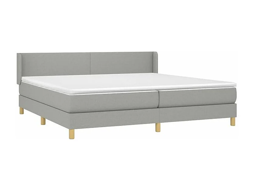 Sommier à lattes de lit avec matelas Gris clair 200x200 Tissu