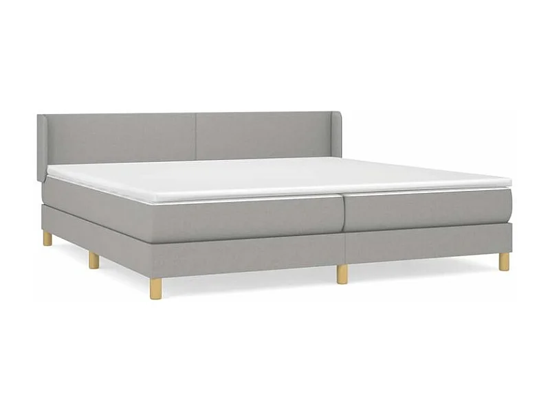 Sommier à lattes de lit avec matelas Gris clair 200x200 Tissu