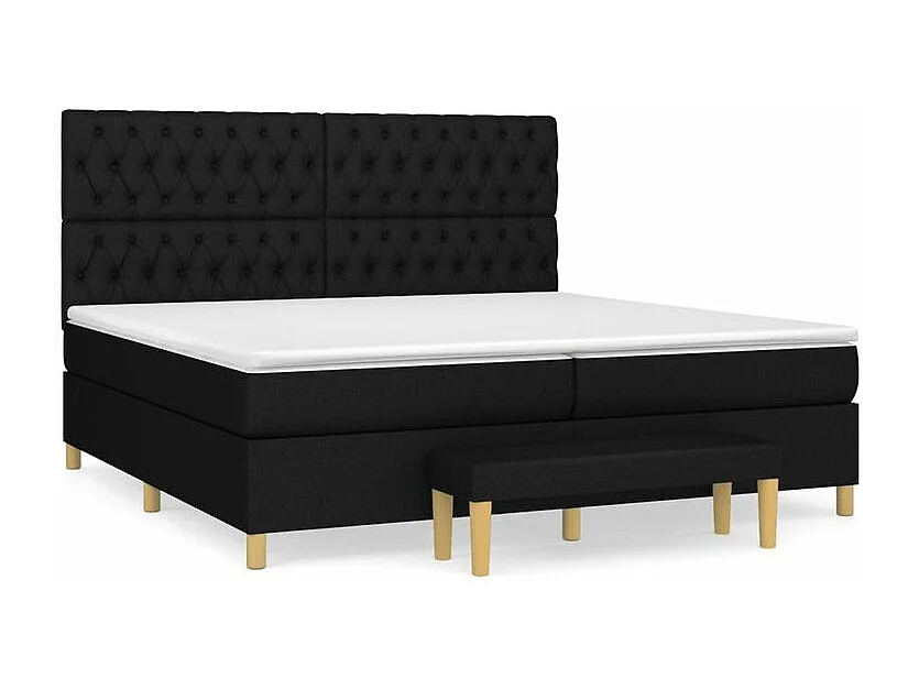 Sommier à lattes de lit avec matelas Noir 200x200 Tissu