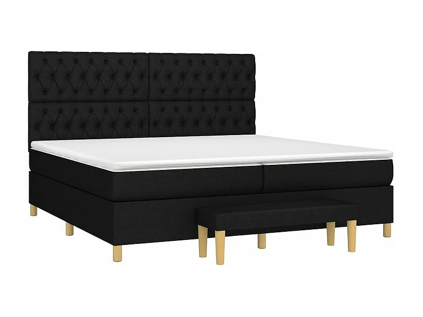 Sommier à lattes de lit avec matelas Noir 200x200 Tissu