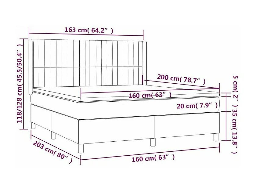 Sommier à lattes de lit matelas et LED Bleu 160x200 Tissu
