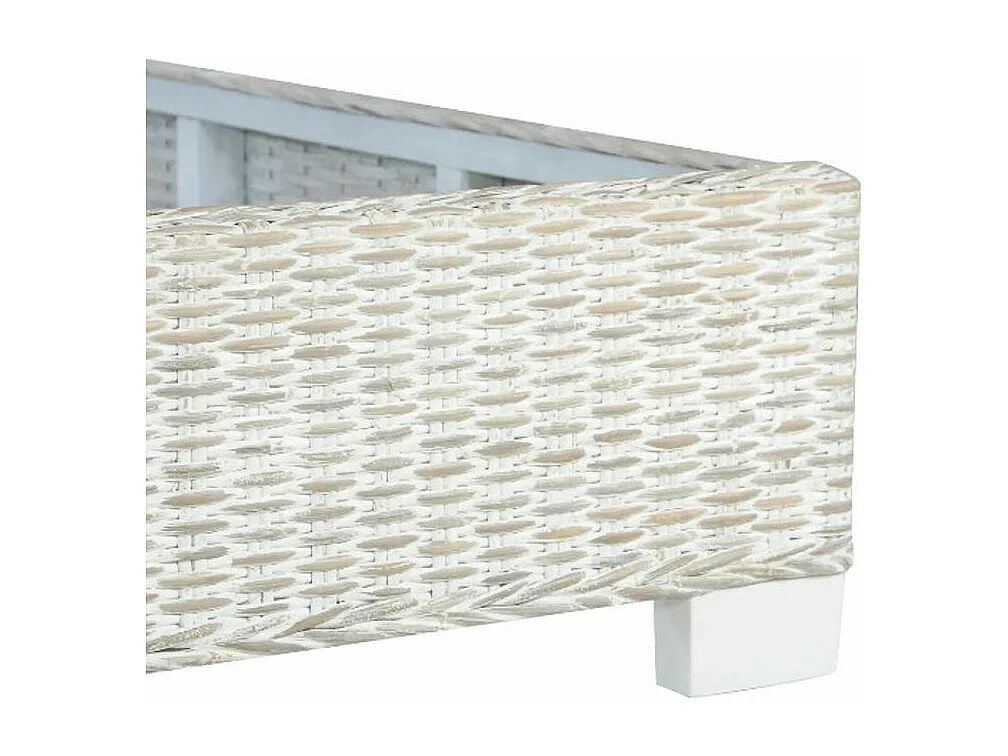 Lit adulte rotin gris et manguier massif Karl 160x200