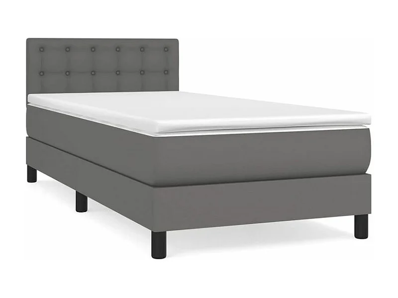 Sommier à lattes de lit avec matelas Gris 80x200 Similicuir