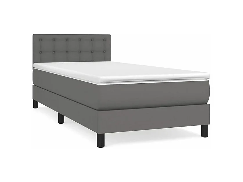 Sommier à lattes de lit avec matelas Gris 80x200 Similicuir