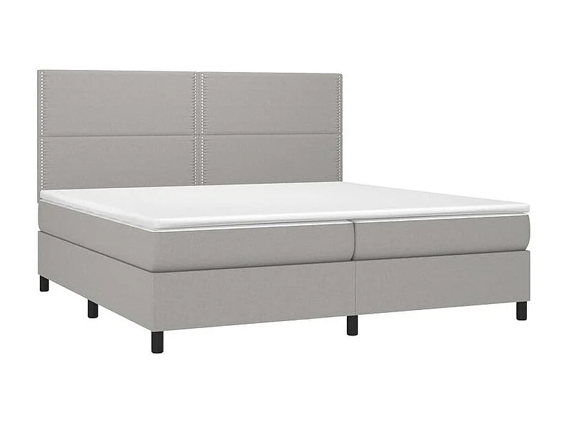 Sommier à lattes de lit et matelas et LED Gris clair 200x200