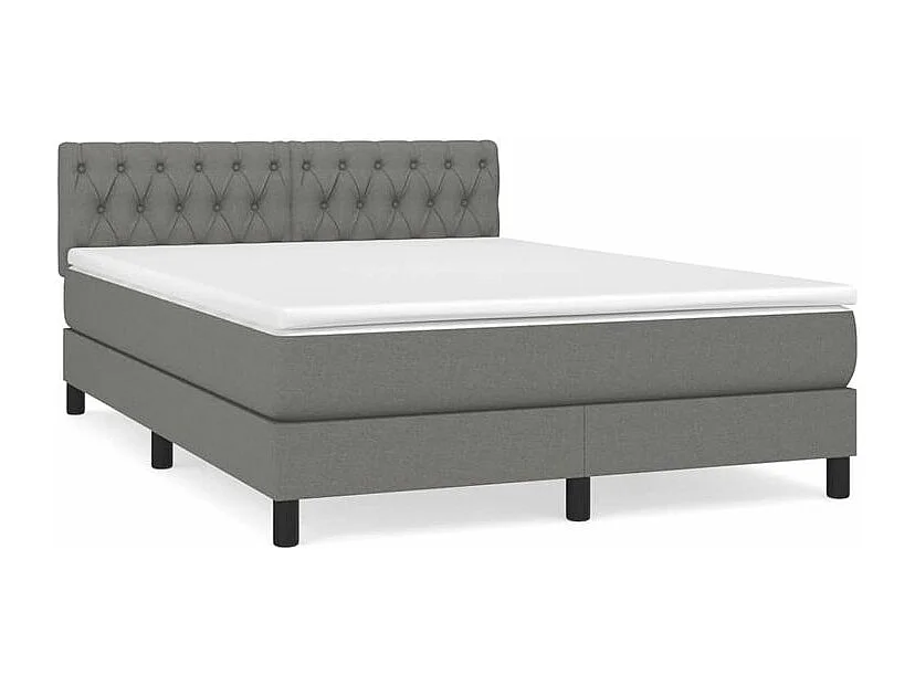 Sommier à lattes de lit avec matelas Gris foncé 140x190 Tissu