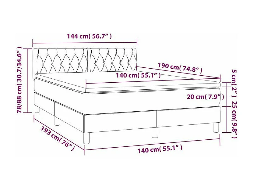 Sommier à lattes de lit avec matelas Gris foncé 140x190 Tissu