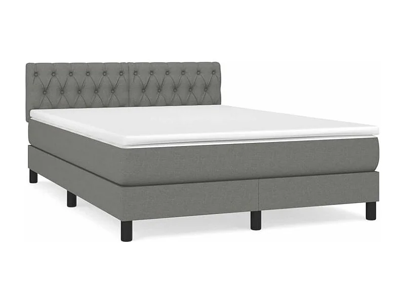 Sommier à lattes de lit avec matelas Gris foncé 140x190 Tissu