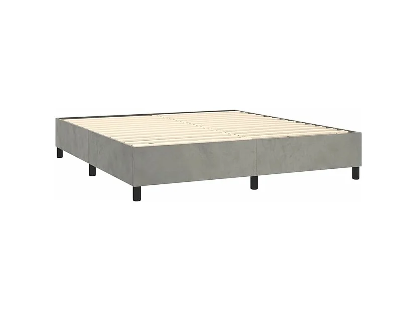 Sommier à lattes de lit et matelas Gris clair 180x200 Velours