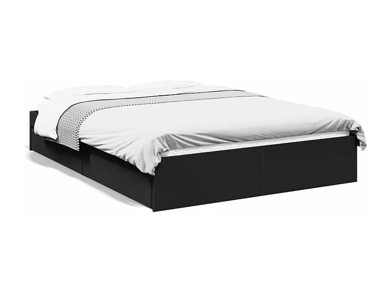 Cadre de lit avec tiroirs noir 135x190 bois d'ingénierie