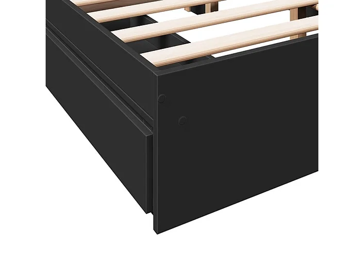 Cadre de lit avec tiroirs noir 135x190 bois d'ingénierie