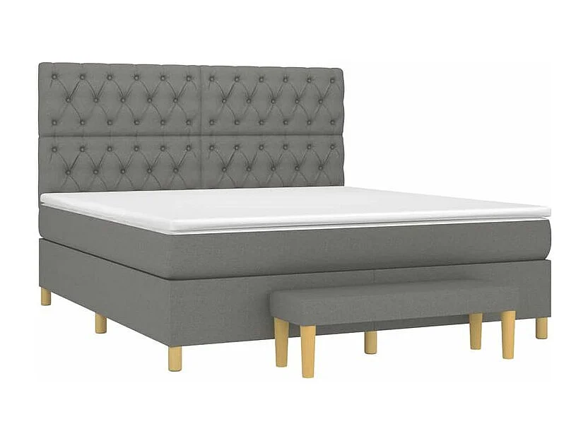 Sommier à lattes de lit avec matelas Gris foncé 160x200 Tissu