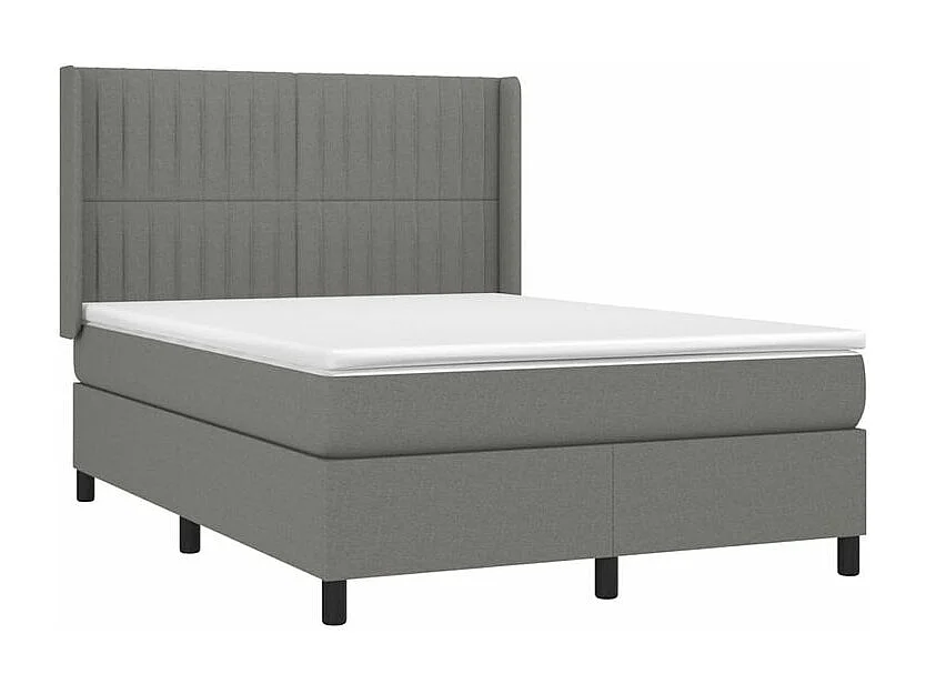 Sommier à lattes de lit avec matelas Gris foncé 140x190 Tissu