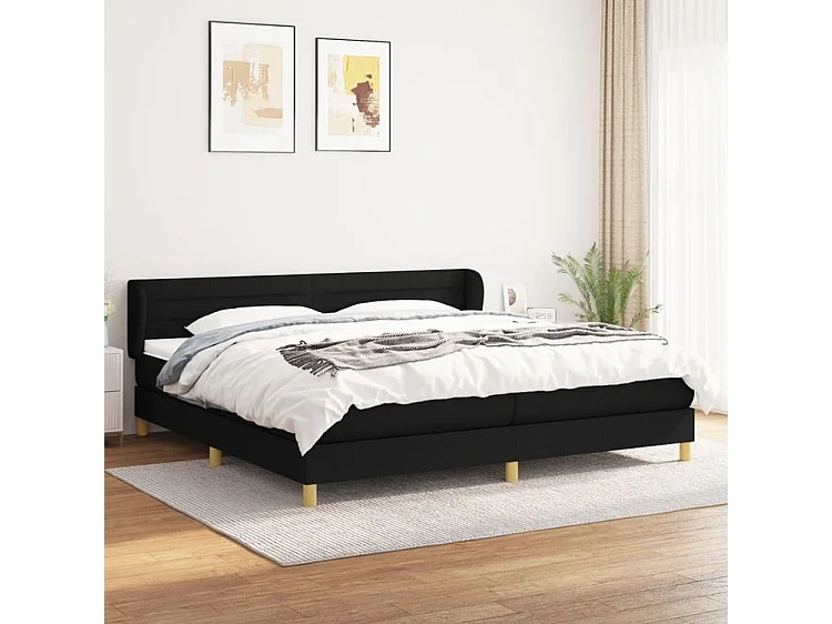 vidaXL Cama box spring con colchón tela negro 200x200 cm