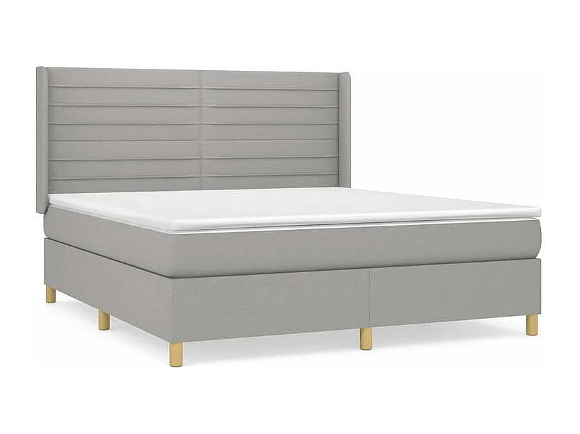 Sommier à lattes de lit avec matelas Gris clair 160x200 Tissu